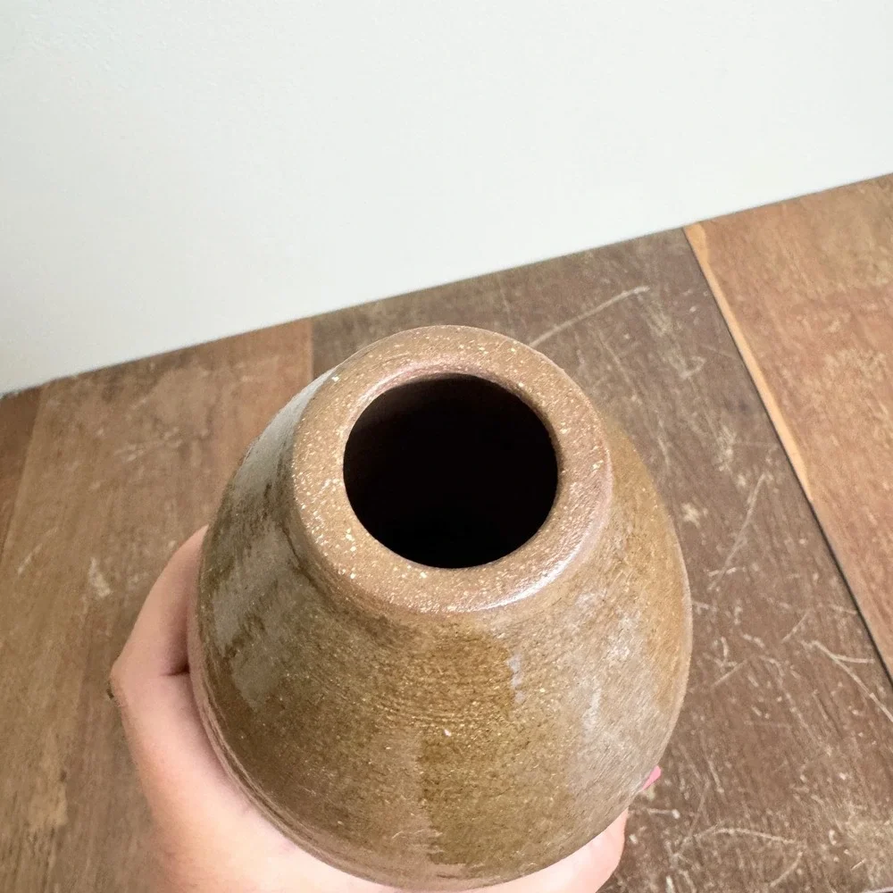 Vintage Japanese pottery‎ Flower Vase stoneware MCM Retro Signed